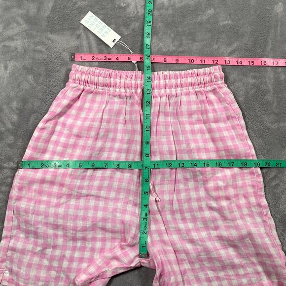 Frankies Bikinis Lou Shorts Medium Pink Gingham Retro Beach Linen Picnic New - Picture 7 of 9